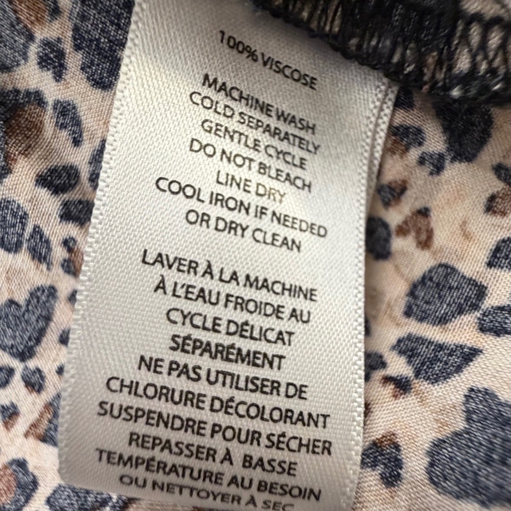 Beachlunchlounge Leopard Print Button Down Shirt Viscose Animal Print Tan Black - Picture 6 of 7